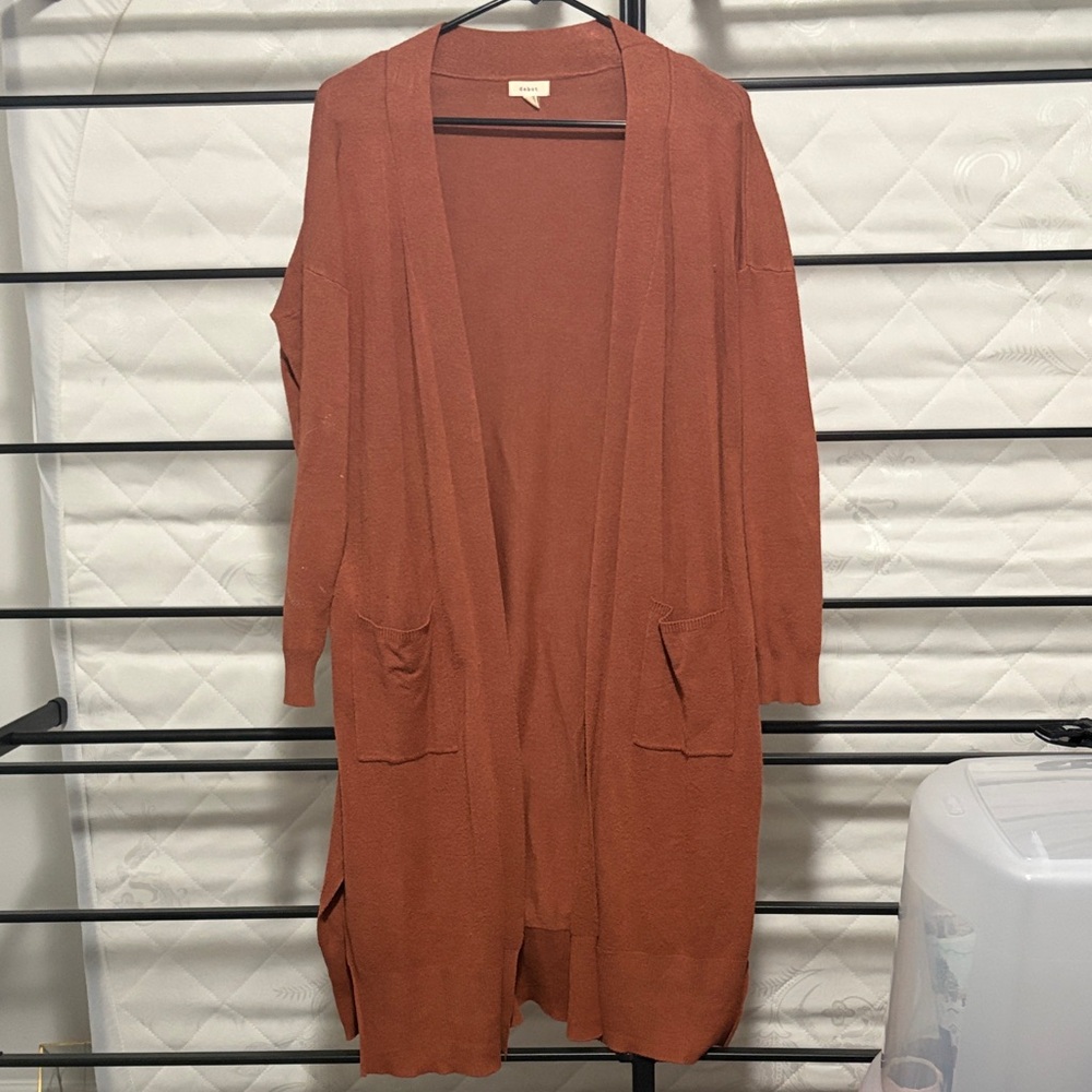 Debut Terracotta Open-Front Cardigan